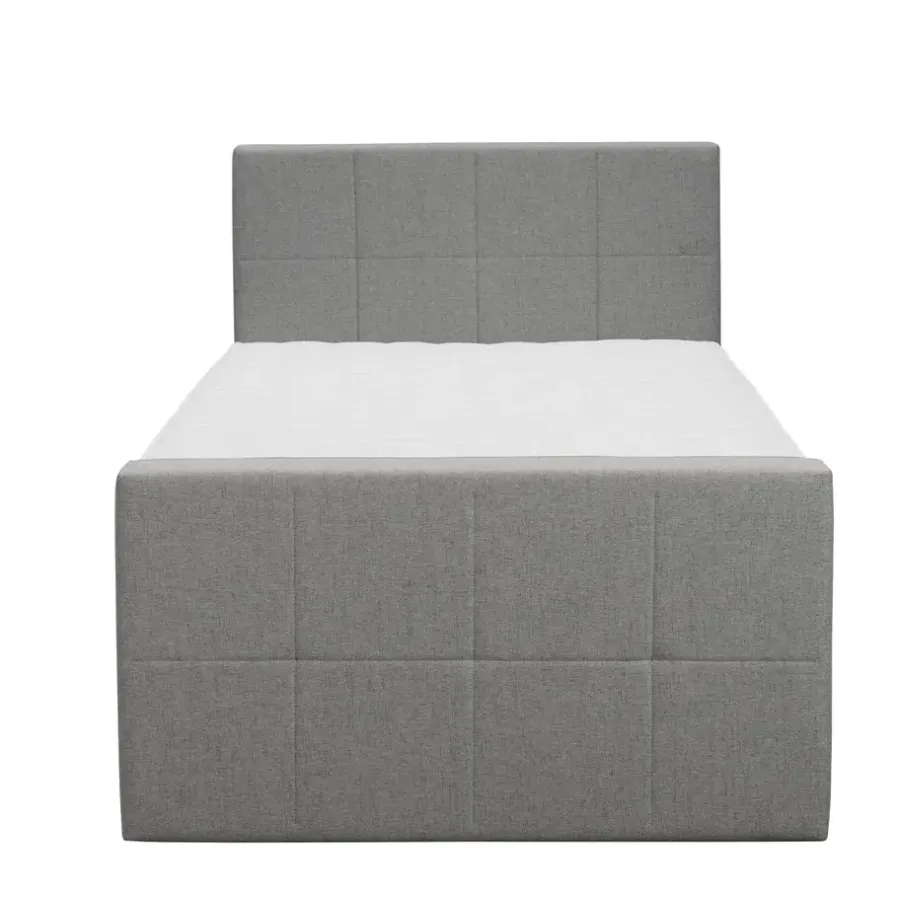 Leen Bakker Boxspring met voetbord Liv geblokt - lichtgrijs - 120x200 cm - slanke poot