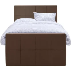 1-Persoons Boxsprings-Leen Bakker Boxspring met voetbord Liv geblokt - bruin - 120x200 cm - vierkante poot