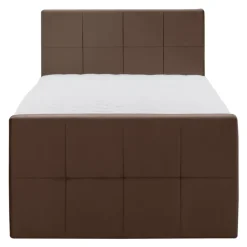 1-Persoons Boxsprings-Leen Bakker Boxspring met voetbord Liv geblokt - bruin - 120x200 cm - vierkante poot