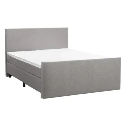 Leen Bakker Boxspring met voetbord Liv egaal - lichtgrijs - 180x200 cm - ronde poot