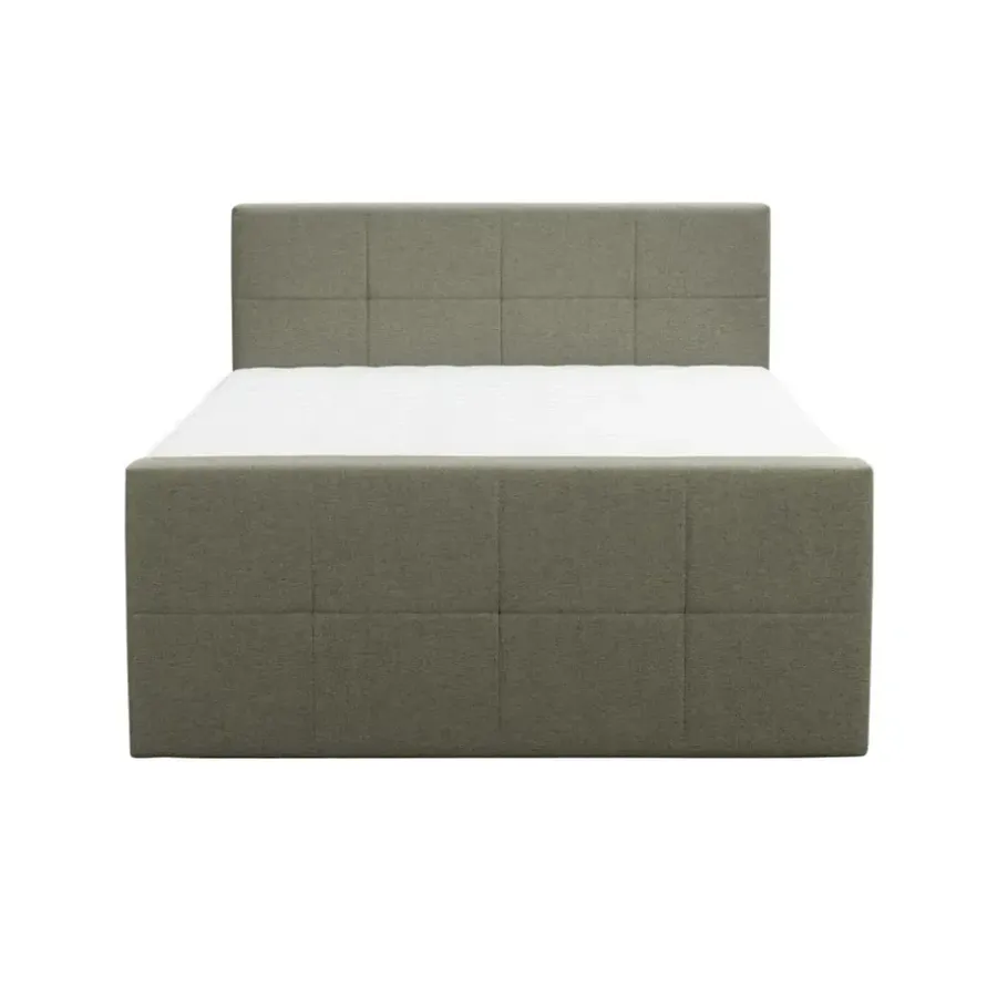 2-Persoons Boxsprings-Leen Bakker Boxspring met voetbord Liv geblokt - groen - 140x200 cm - slanke poot