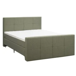 2-Persoons Boxsprings-Leen Bakker Boxspring met voetbord Liv geblokt - groen - 140x200 cm - slanke poot