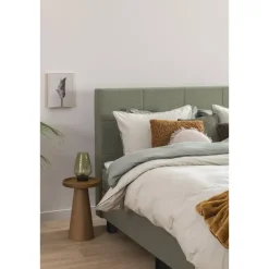 2-Persoons Boxsprings-Leen Bakker Boxspring met voetbord Liv geblokt - groen - 140x200 cm - slanke poot