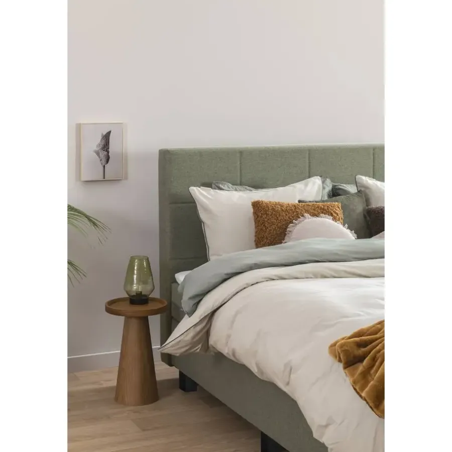 2-Persoons Boxsprings-Leen Bakker Boxspring met voetbord Liv geblokt - groen - 140x200 cm - slanke poot