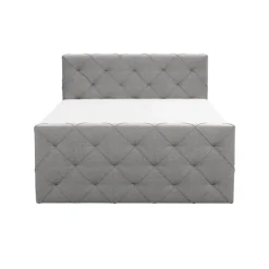 Leen Bakker Boxspring met voetbord Liv geruit - lichtgrijs - 140x200 cm - ronde poot
