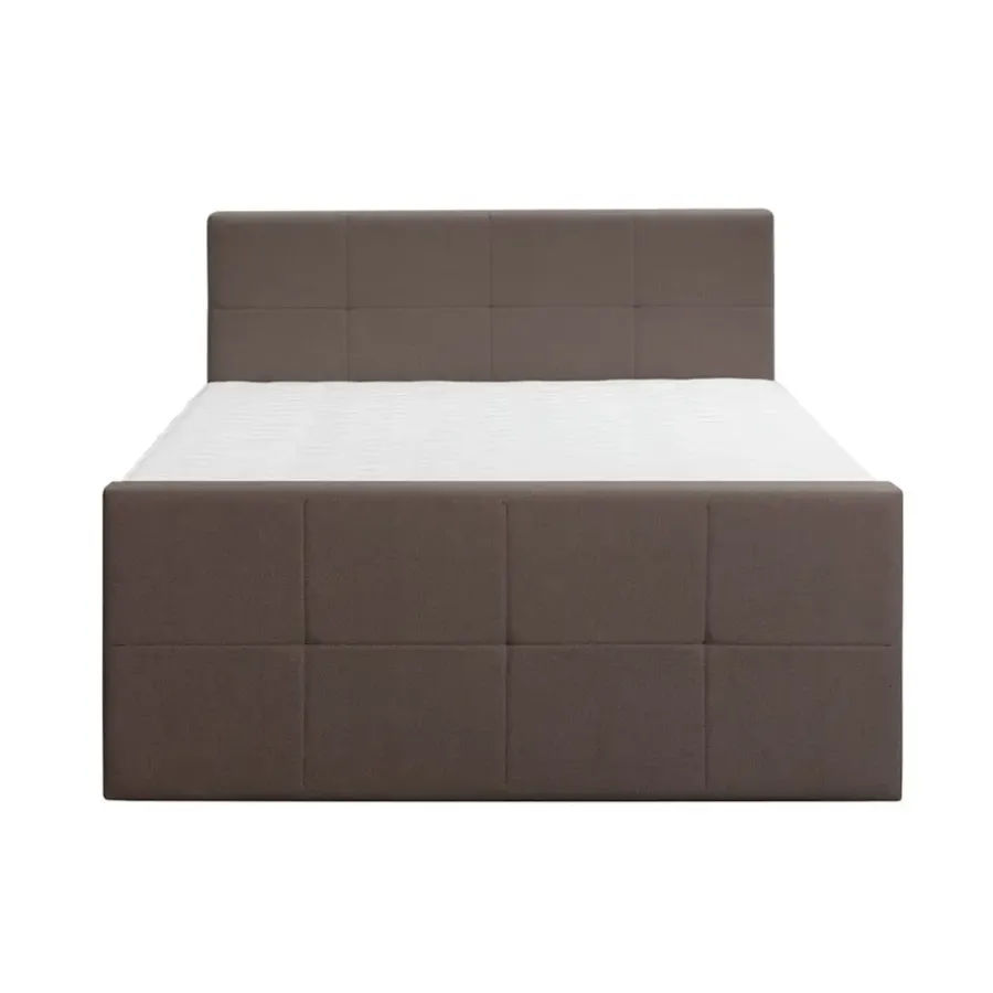 2-Persoons Boxsprings-Leen Bakker Boxspring met voetbord Liv geblokt - donkerbruin - 180x200 cm - ronde poot