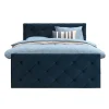 Leen Bakker Boxspring met voetbord Liv geruit - blauw - 180x200 cm - ronde poot