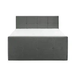 Leen Bakker Boxspring met voetbord Liv geblokt - grijs - 160x200 cm - vierkante poot