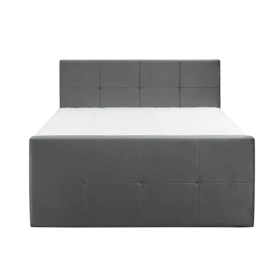 Leen Bakker Boxspring met voetbord Liv geblokt - grijs - 160x200 cm - vierkante poot