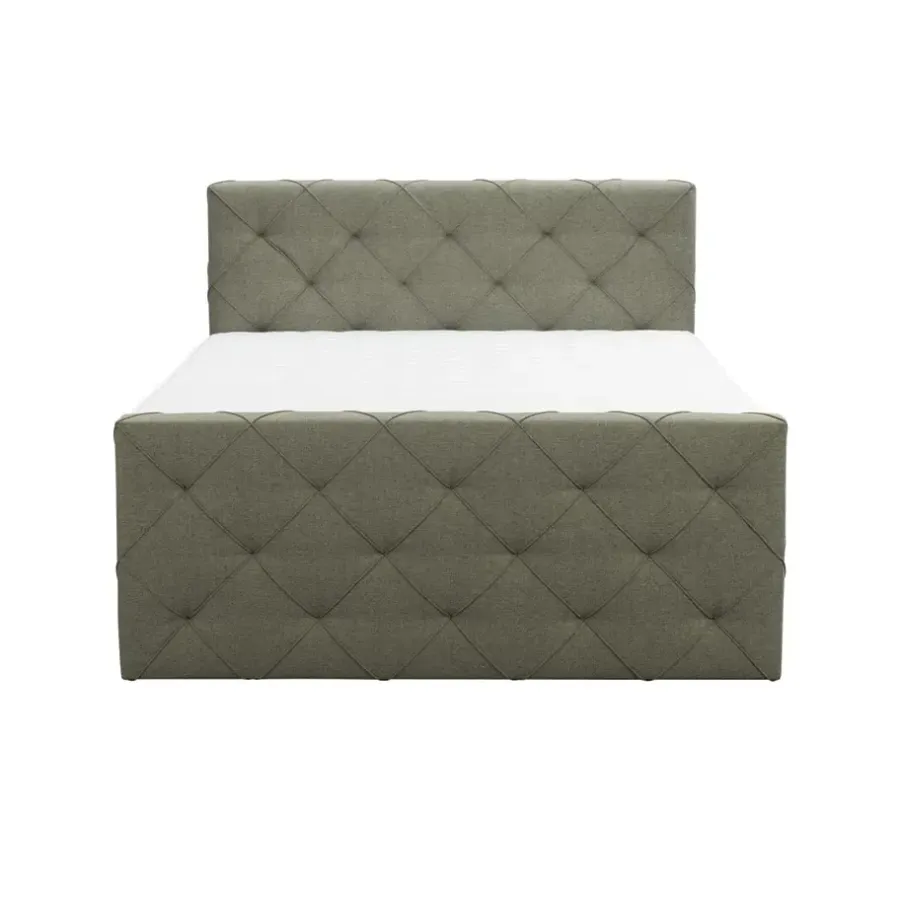 2-Persoons Boxsprings-Leen Bakker Boxspring met voetbord Liv geruit - groen - 140x200 cm - vierkante poot
