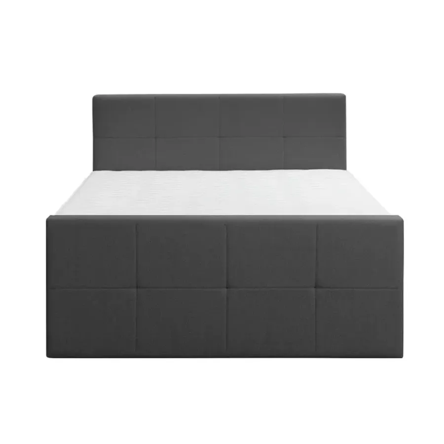 2-Persoons Boxsprings-Leen Bakker Boxspring met voetbord Liv geblokt - antraciet - 160x200 cm - vierkante poot