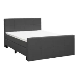 2-Persoons Boxsprings-Leen Bakker Boxspring met voetbord Liv geblokt - antraciet - 160x200 cm - vierkante poot