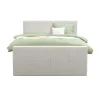 Leen Bakker Boxspring met voetbord Liv geblokt - ecru - 160x200 cm - slanke poot