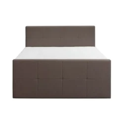 Leen Bakker Boxspring met voetbord Liv geblokt - donkerbruin - 160x200 cm - ronde poot
