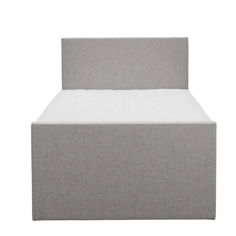 Leen Bakker Boxspring met voetbord Liv egaal - lichtgrijs - 120x200 cm - ronde poot