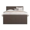 2-Persoons Boxsprings-Leen Bakker Boxspring met voetbord Liv geblokt - donkerbruin - 140x200 cm - ronde poot