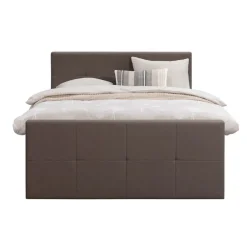 2-Persoons Boxsprings-Leen Bakker Boxspring met voetbord Liv geblokt - donkerbruin - 140x200 cm - ronde poot