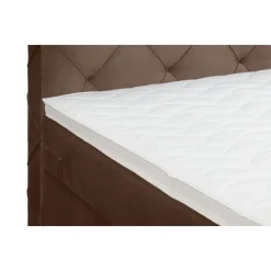 1-Persoons Boxsprings-Leen Bakker Boxspring met voetbord Liv geruit - bruin - 90x200 cm - ronde poot