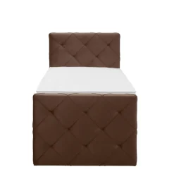 1-Persoons Boxsprings-Leen Bakker Boxspring met voetbord Liv geruit - bruin - 90x200 cm - ronde poot