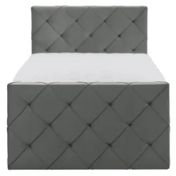 Leen Bakker Boxspring met voetbord Liv geruit - grijs - 120x200 cm - ronde poot
