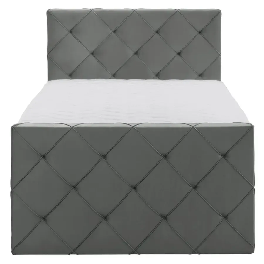 Leen Bakker Boxspring met voetbord Liv geruit - grijs - 120x200 cm - ronde poot