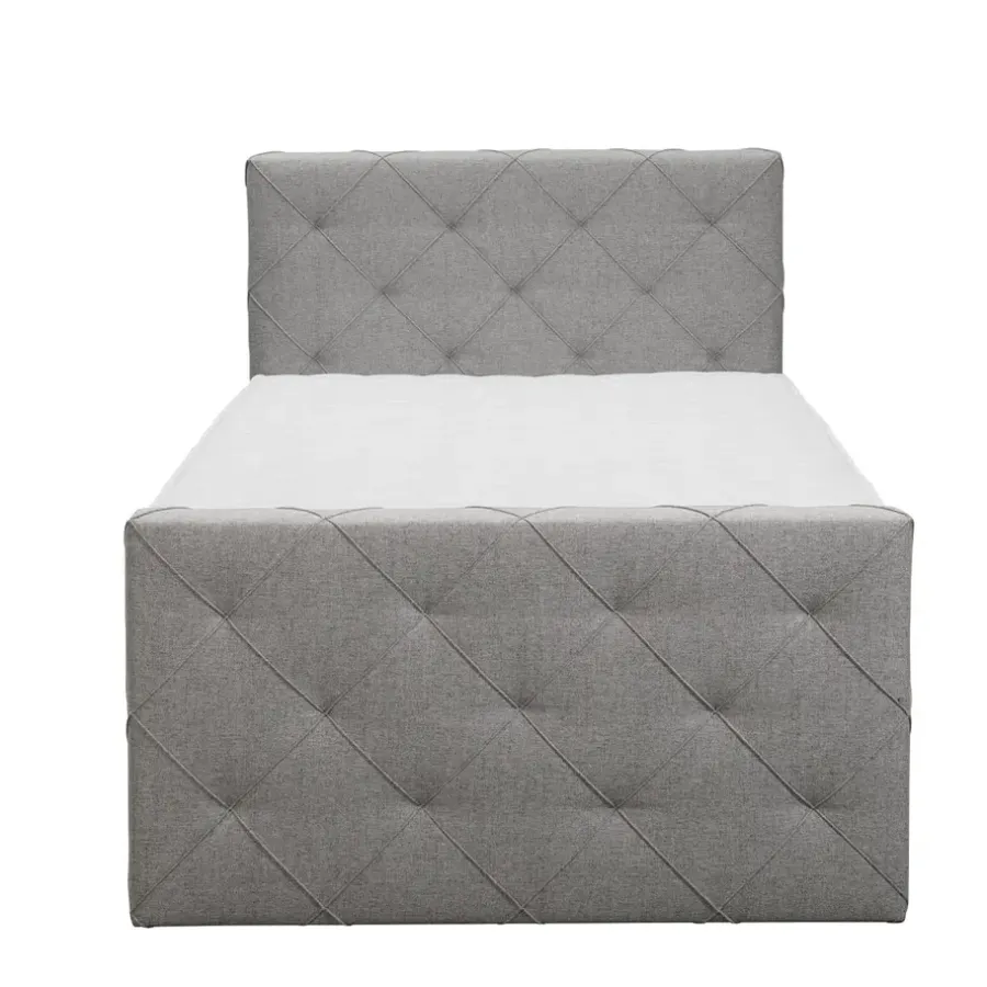 Leen Bakker Boxspring met voetbord Liv geruit - lichtgrijs - 120x200 cm - slanke poot