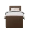 Leen Bakker Boxspring met voetbord Liv geblokt - bruin - 90x200 cm - vierkante poot