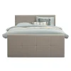 2-Persoons Boxsprings-Leen Bakker Boxspring met voetbord Liv geblokt - beige - 160x200 cm - ronde poot