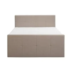 2-Persoons Boxsprings-Leen Bakker Boxspring met voetbord Liv geblokt - beige - 160x200 cm - ronde poot