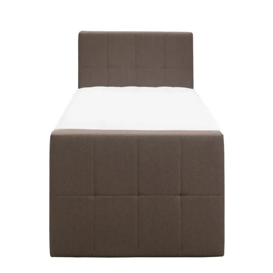 Leen Bakker Boxspring met voetbord Liv geblokt - donkerbruin - 90x200 cm - ronde poot