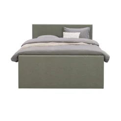 Leen Bakker Boxspring met voetbord Liv egaal - groen - 180x200 cm - ronde poot