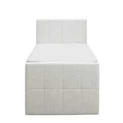 Leen Bakker Boxspring met voetbord Liv geblokt - ecru - 90x200 cm - ronde poot