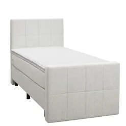 Leen Bakker Boxspring met voetbord Liv geblokt - ecru - 90x200 cm - ronde poot