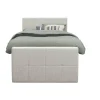 Leen Bakker Boxspring met voetbord Liv geblokt - ecru - 120x200 cm - vierkante poot