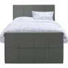 1-Persoons Boxsprings-Leen Bakker Boxspring met voetbord Liv geblokt - grijs - 120x200 cm - ronde poot