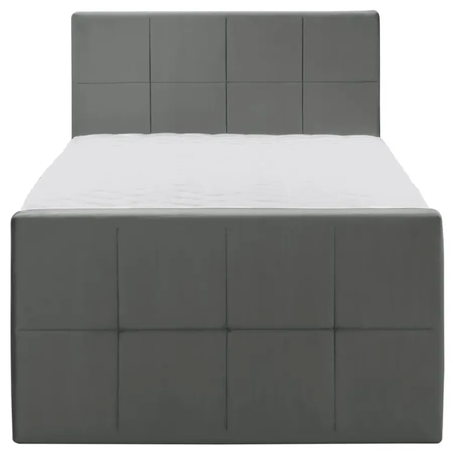1-Persoons Boxsprings-Leen Bakker Boxspring met voetbord Liv geblokt - grijs - 120x200 cm - ronde poot