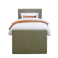Leen Bakker Boxspring met voetbord Liv geblokt - groen - 90x200 cm - slanke poot
