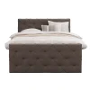 Leen Bakker Boxspring met voetbord Liv geruit - donkerbruin - 180x200 cm - vierkante poot