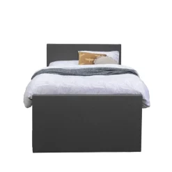 Leen Bakker Boxspring met voetbord Liv egaal - antraciet - 120x200 cm - slanke poot