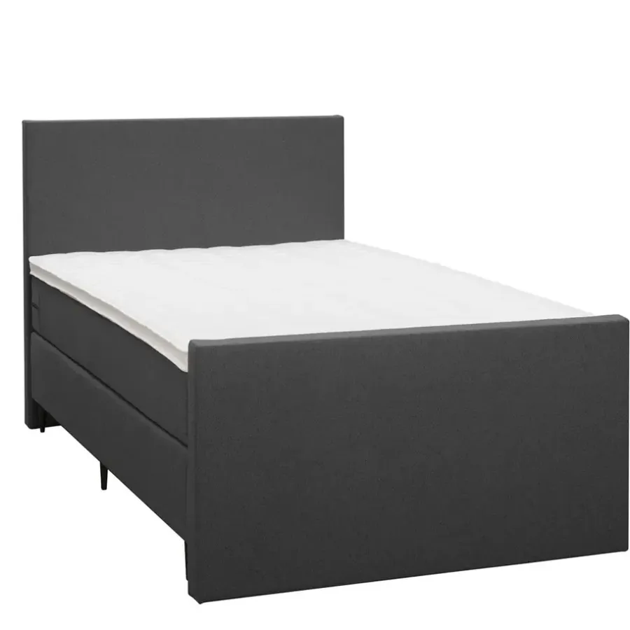 Leen Bakker Boxspring met voetbord Liv egaal - antraciet - 120x200 cm - slanke poot