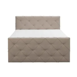2-Persoons Boxsprings-Leen Bakker Boxspring met voetbord Liv geruit - beige - 180x200 cm - vierkante poot