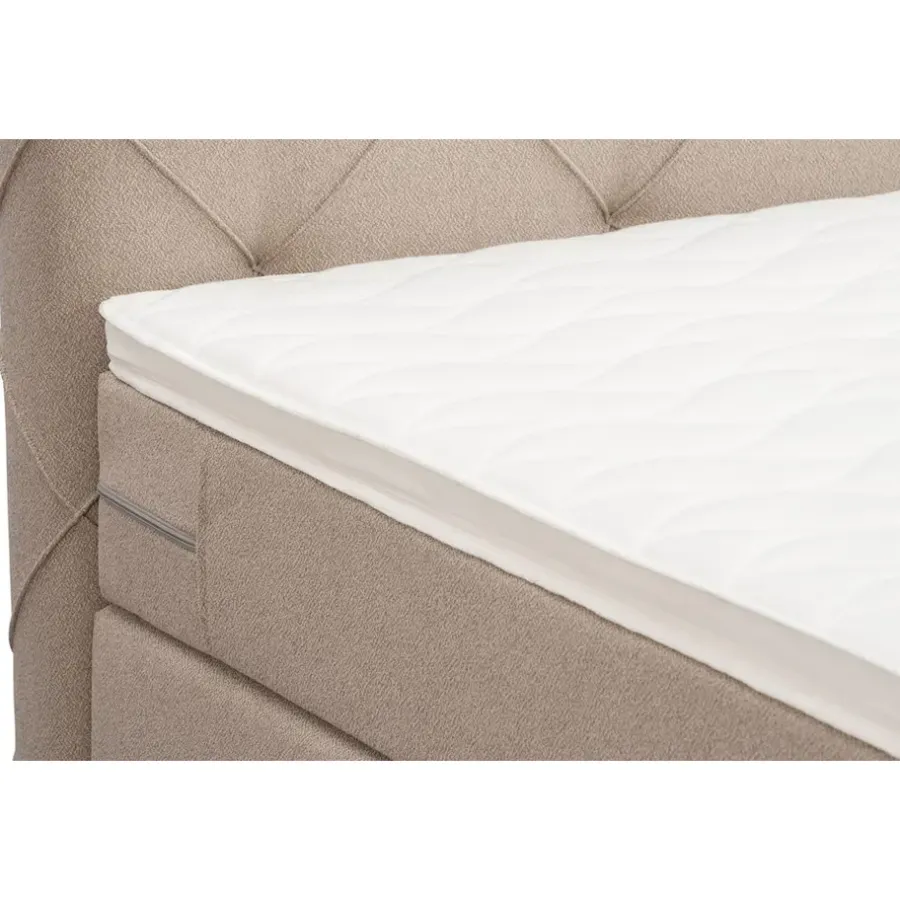 2-Persoons Boxsprings-Leen Bakker Boxspring met voetbord Liv geruit - beige - 180x200 cm - vierkante poot