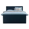 2-Persoons Boxsprings-Leen Bakker Boxspring met voetbord Liv egaal - blauw - 180x200 cm - ronde poot