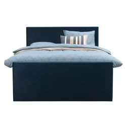 2-Persoons Boxsprings-Leen Bakker Boxspring met voetbord Liv egaal - blauw - 180x200 cm - ronde poot