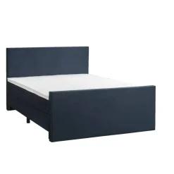 2-Persoons Boxsprings-Leen Bakker Boxspring met voetbord Liv egaal - blauw - 180x200 cm - ronde poot