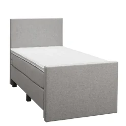 Leen Bakker Boxspring met voetbord Liv egaal - lichtgrijs - 90x200 cm - vierkante poot