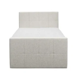 1-Persoons Boxsprings-Leen Bakker Boxspring met voetbord Liv geblokt - ecru - 120x200 cm - ronde poot