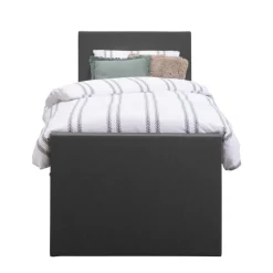 Leen Bakker Boxspring met voetbord Liv egaal - antraciet - 90x200 cm - ronde poot