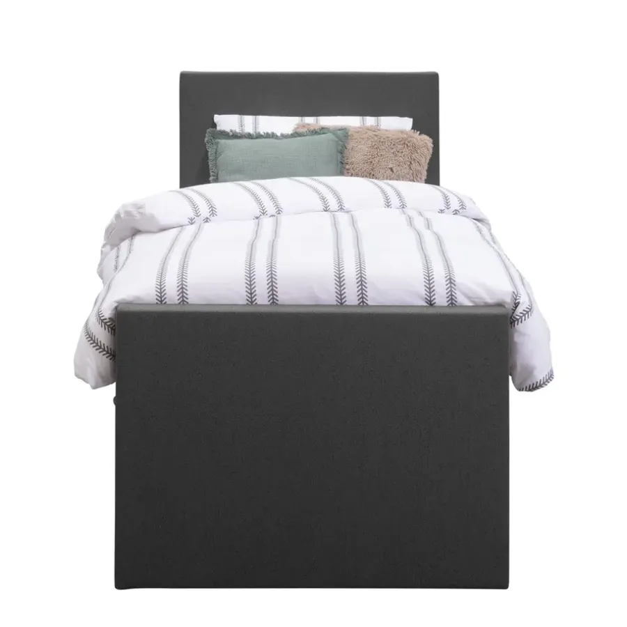 Leen Bakker Boxspring met voetbord Liv egaal - antraciet - 90x200 cm - ronde poot