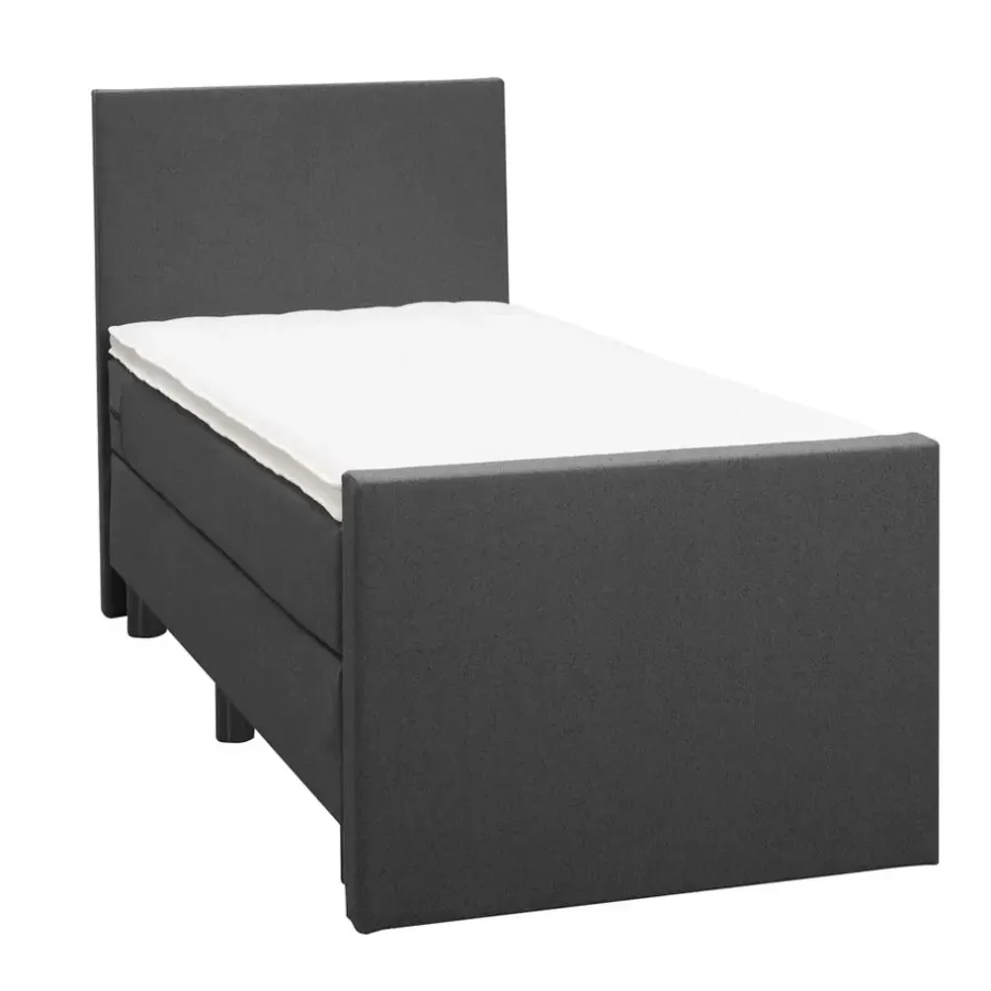 Leen Bakker Boxspring met voetbord Liv egaal - antraciet - 90x200 cm - ronde poot